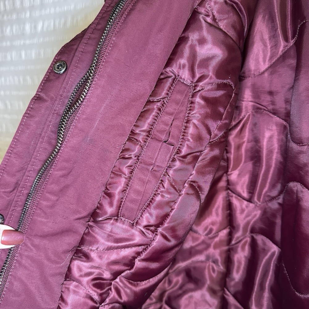 1 Madison Expedition Faux Fur Hooded Parka Coat Burgundy Women's Size L - Picture 12 of 15